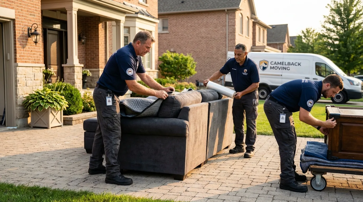 Large estate moving crew wrapping furniture in Marlin, TX